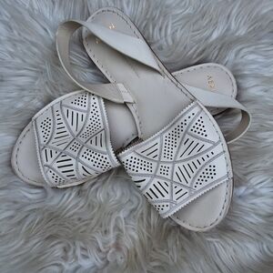 Aerin Kane comfort lasercut white sandals 9.5